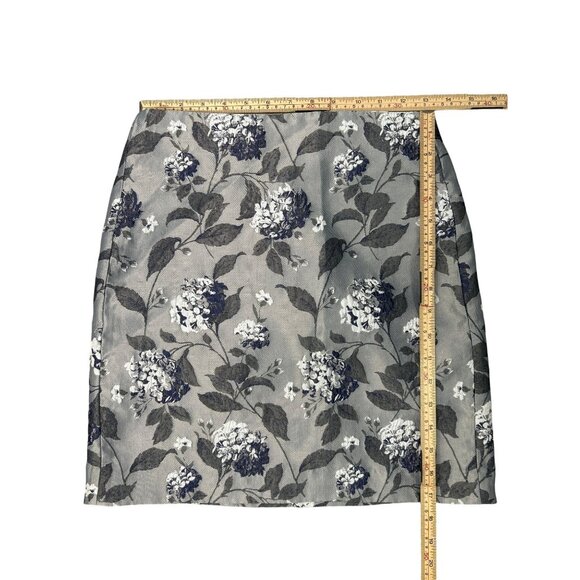 LOFT Skirt 00P Petite Gray Floral Print Jacquard Pencil‎ Career Work Office - Picture 1 of 7